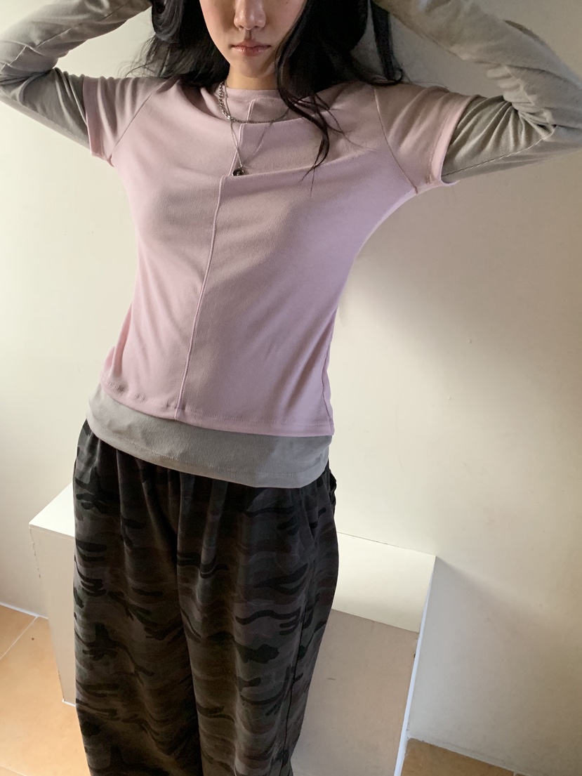 SUNDER MARKET韓國代購㊣女裝新款人氣熱賣職業長袖T恤假兩件SUNDER MARKET長袖T恤