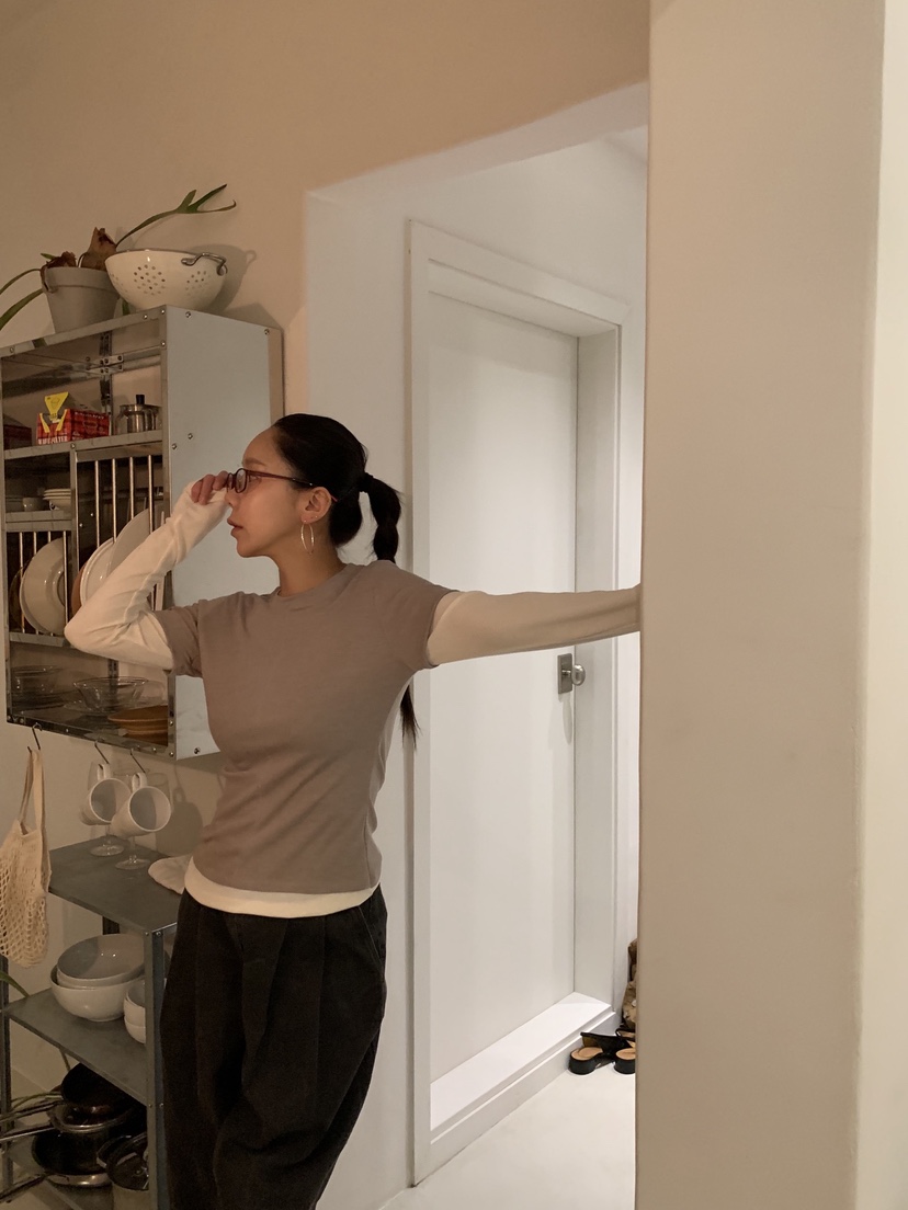 SUNDER MARKET韓國代購㊣女裝新款人氣熱賣職業長袖T恤假兩件SUNDER MARKET長袖T恤