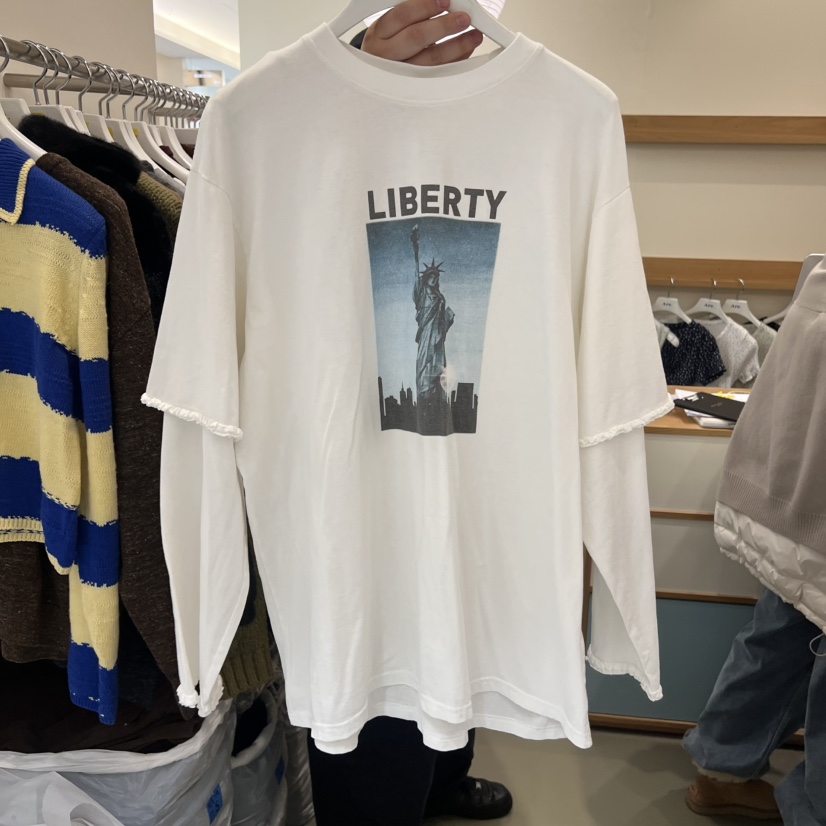 ARE㊣東大門代購女裝新款推薦休閑真品時尚熱賣長袖T恤假兩件ARE YOU/ARE長袖T恤圖色3