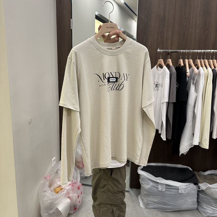 URBANSTORY/REMAKING㊣東大門代購女裝新品休閑長袖T恤雙排扣春款Remaking/URBANSTORY長袖T恤圖色2