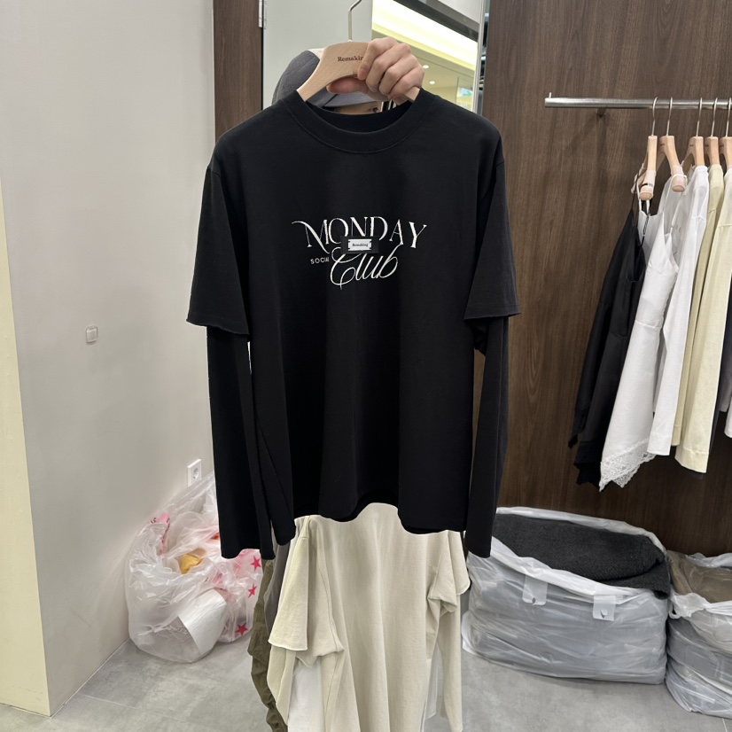 URBANSTORY/REMAKING㊣東大門代購女裝新品休閑長袖T恤雙排扣春款Remaking/URBANSTORY長袖T恤圖色4