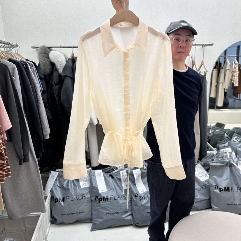 HUMMING BIRD㊣東大門實拍女士新品人氣襯衫蕾絲衫含腰繩春款HUMMING BIRD襯衫/蕾絲衫圖色1