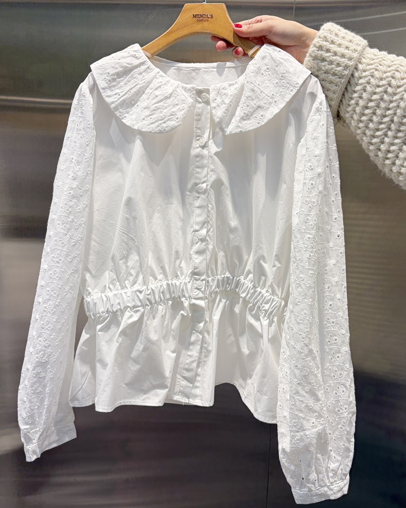 MENDL S㊣東大門代購女士新款熱賣時尚襯衫蕾絲衫春款圓領MENDL S襯衫/蕾絲衫圖色1
