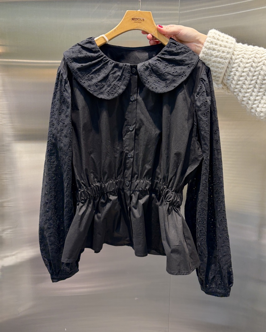 MENDL S㊣東大門代購女士新款熱賣時尚襯衫蕾絲衫春款圓領MENDL S襯衫/蕾絲衫圖色2