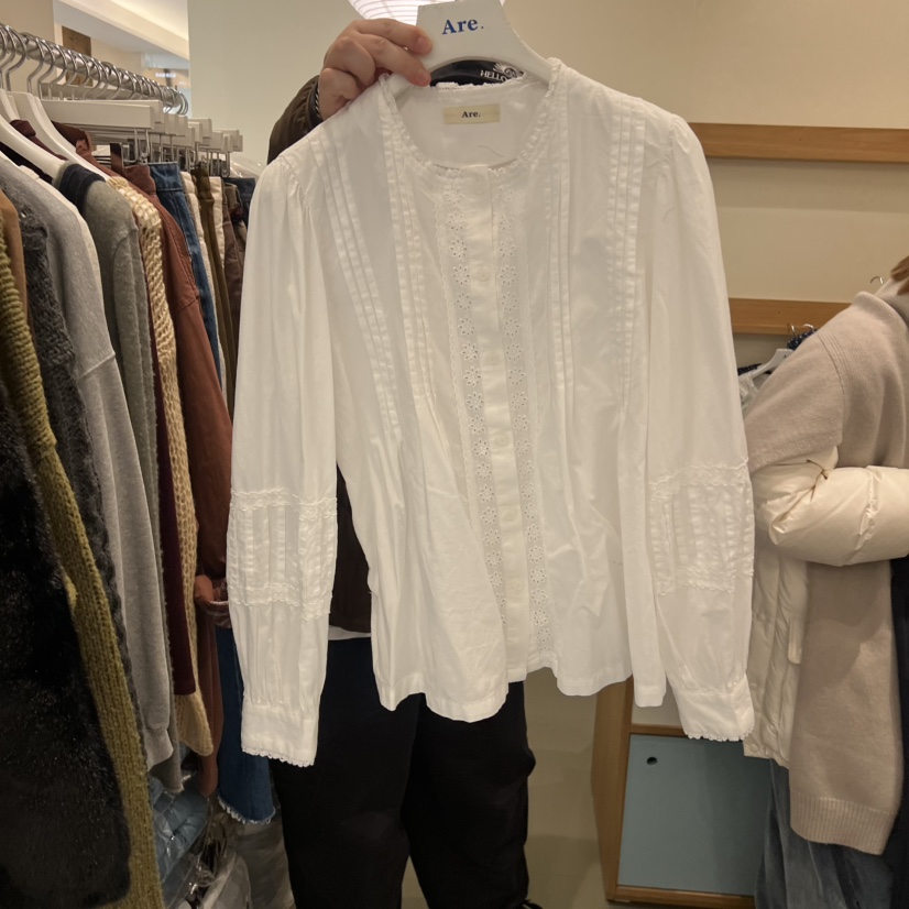 ARE㊣東大門實拍女裝新品推薦職業熱賣人氣時尚襯衫蕾絲衫褶裥ARE YOU/ARE襯衫/蕾絲衫圖色1