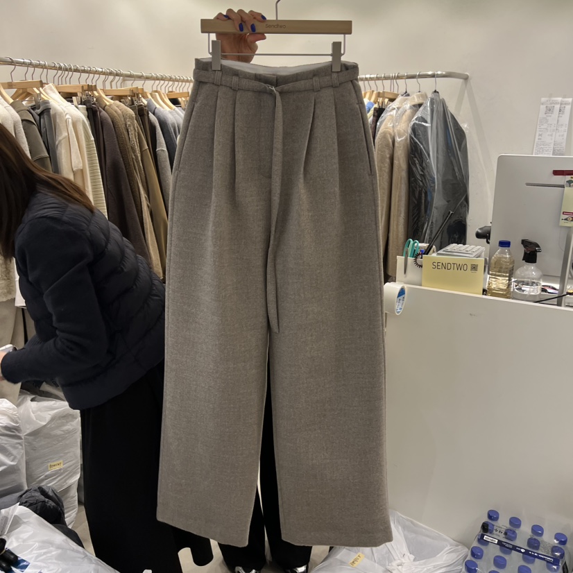 SENDTWO東大門直郵㊣女裝新款時尚休閑人氣休閑褲含腰帶系帶SENDTWO休閑褲圖色2