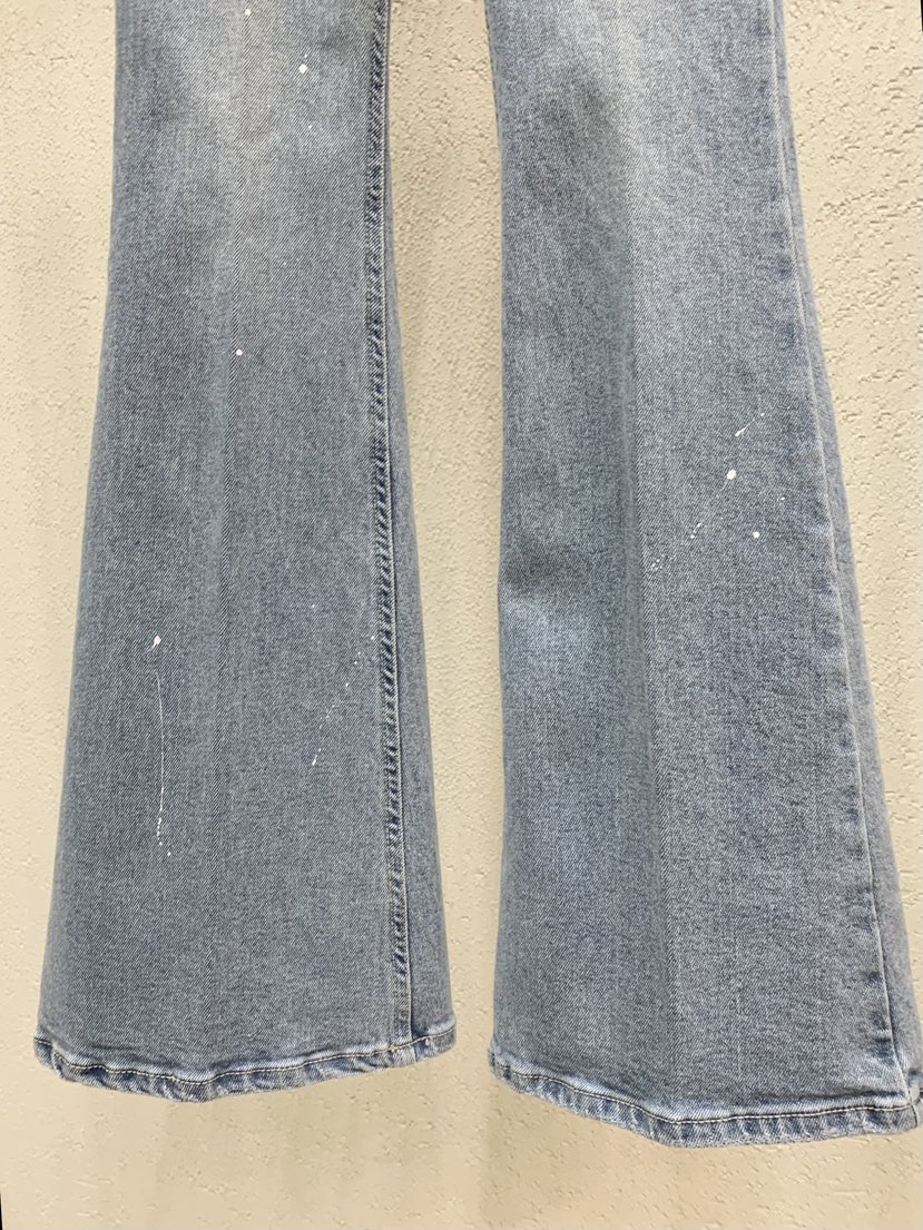 LIGHT AND SALT韓國直郵㊣女裝新品真品牛仔褲春款喇叭長款LIGHT AND SALT牛仔褲