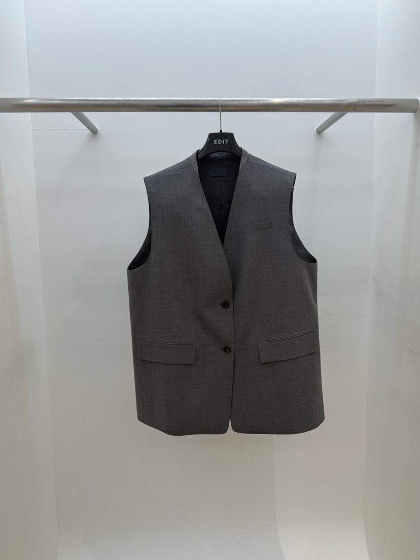 EDIT韓國代購㊣女裝新品職業推薦時尚真品休閑熱賣26春夏馬甲EDIT馬甲圖色2灰色