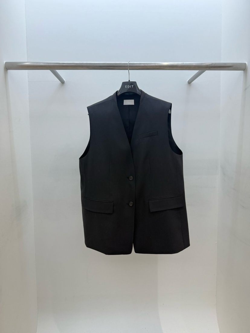 EDIT韓國代購㊣女裝新品職業推薦時尚真品休閑熱賣26春夏馬甲EDIT馬甲圖色3黑色