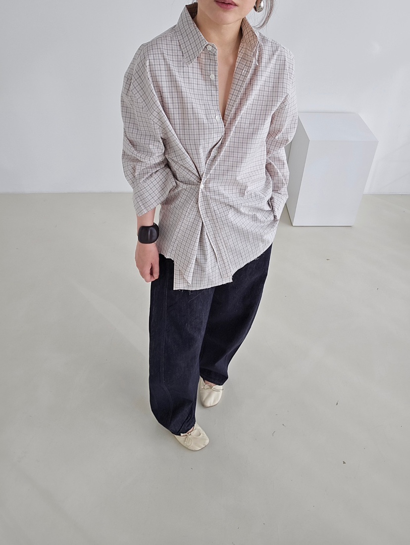 J SHOP韓國代購㊣女士新品推薦休閑26春夏襯衫蕾絲衫春款格子J_SHOP襯衫/蕾絲衫