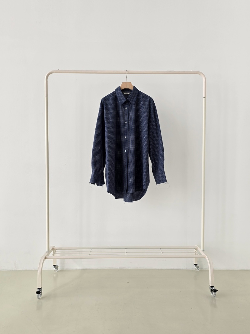 J SHOP韓國代購㊣女士新品推薦休閑26春夏襯衫蕾絲衫春款格子J_SHOP襯衫/蕾絲衫圖色2深藍色