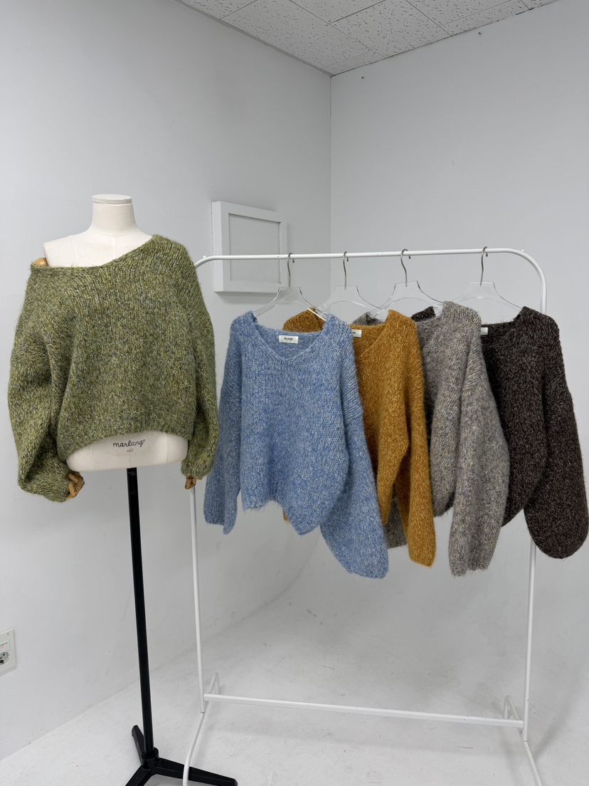 DE MATE韓國直郵㊣女士新品休閑人氣真品推薦針織衫V領寬松DE MATE針織衫