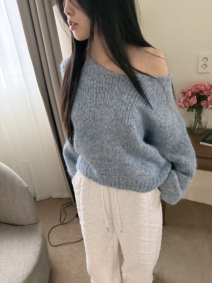 DE MATE韓國直郵㊣女士新品休閑人氣真品推薦針織衫V領寬松DE MATE針織衫