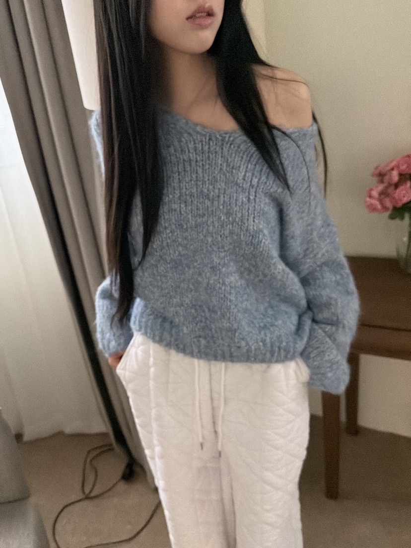 DE MATE韓國直郵㊣女士新品休閑人氣真品推薦針織衫V領寬松DE MATE針織衫