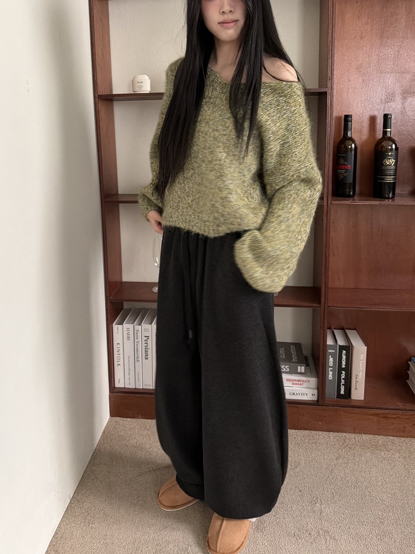 DE MATE韓國直郵㊣女士新品休閑人氣真品推薦針織衫V領寬松DE MATE針織衫