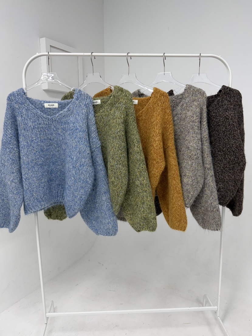 DE MATE韓國直郵㊣女士新品休閑人氣真品推薦針織衫V領寬松DE MATE針織衫圖色3左三色