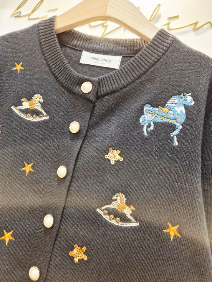 RICO韓國代購㊣女裝新品休閑26春夏熱賣人氣真品針織衫刺繡bling bling/RICO針織衫