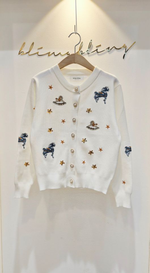 RICO韓國代購㊣女裝新品休閑26春夏熱賣人氣真品針織衫刺繡bling bling/RICO針織衫圖色1