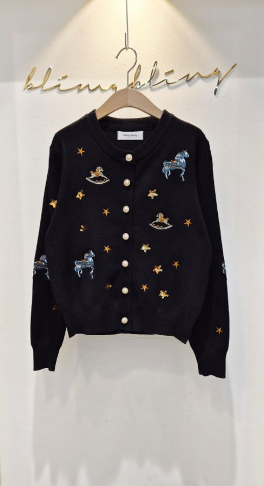 RICO韓國代購㊣女裝新品休閑26春夏熱賣人氣真品針織衫刺繡bling bling/RICO針織衫圖色2