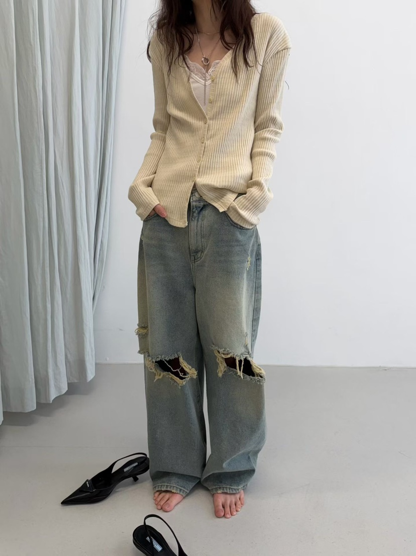 MINIMUZE韓國代購㊣女士新款26春夏人氣真品時尚休閑牛仔褲MINIMUZE牛仔褲