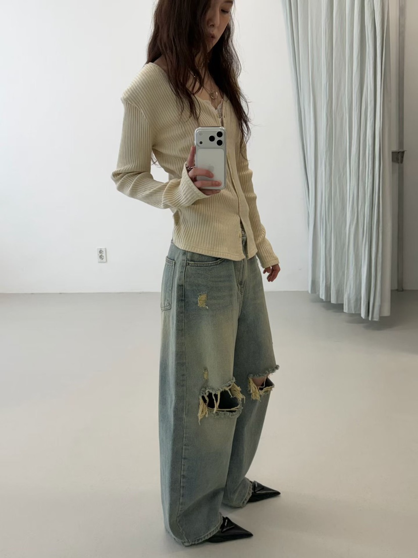 MINIMUZE韓國代購㊣女士新款26春夏人氣真品時尚休閑牛仔褲MINIMUZE牛仔褲