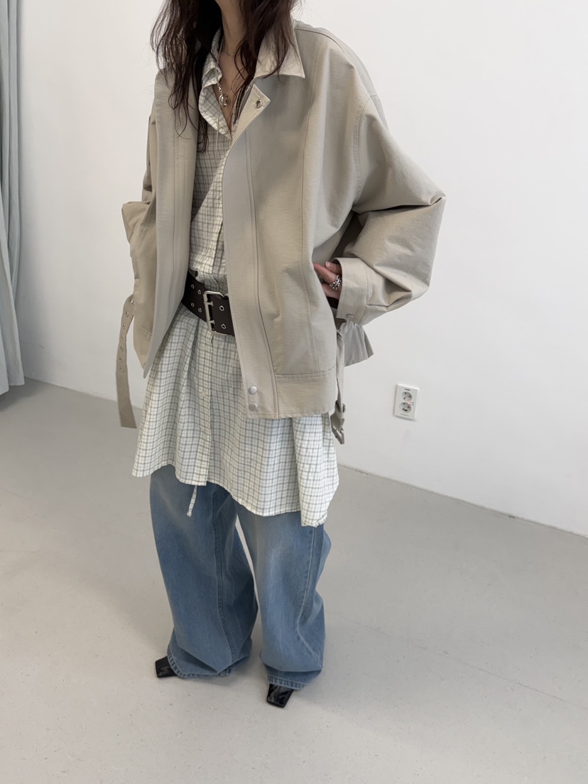 MINIMUZE韓國代購㊣女士新款時尚職業人氣真品26春夏夾克含腰帶MINIMUZE夾克