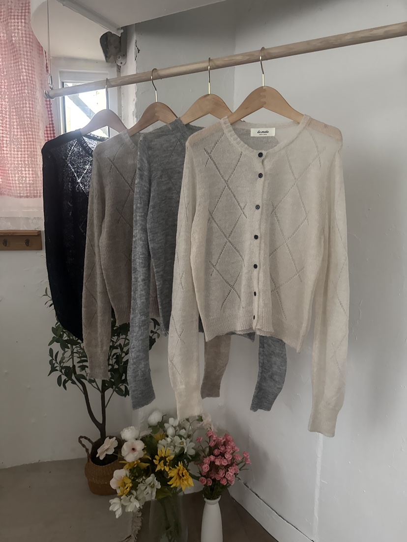 DE MATE韓國直郵㊣女士新品推薦人氣真品職業針織衫透明開衫DE MATE針織衫