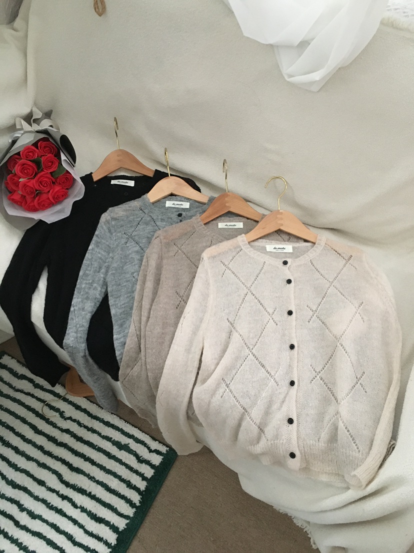 DE MATE韓國直郵㊣女士新品推薦人氣真品職業針織衫透明開衫DE MATE針織衫