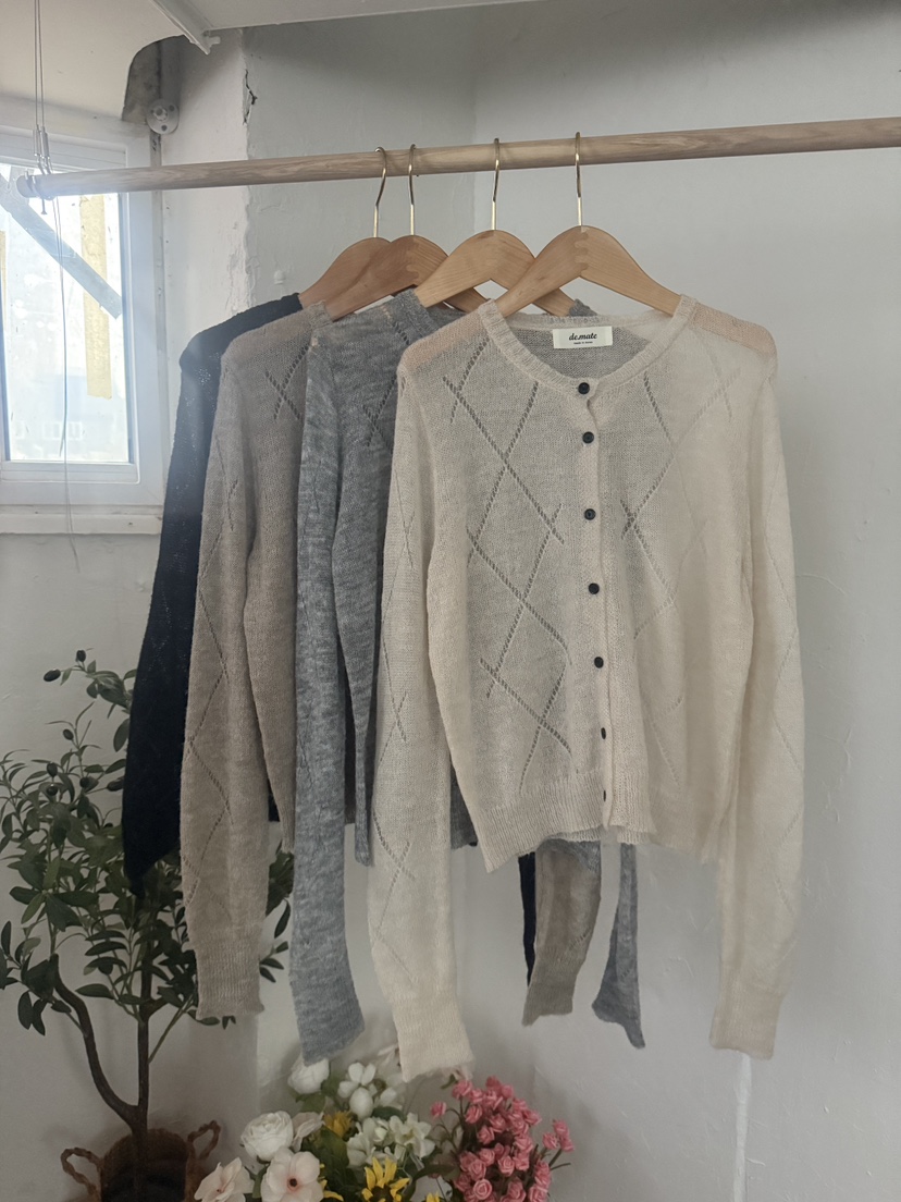 DE MATE韓國直郵㊣女士新品推薦人氣真品職業針織衫透明開衫DE MATE針織衫圖色2左二色