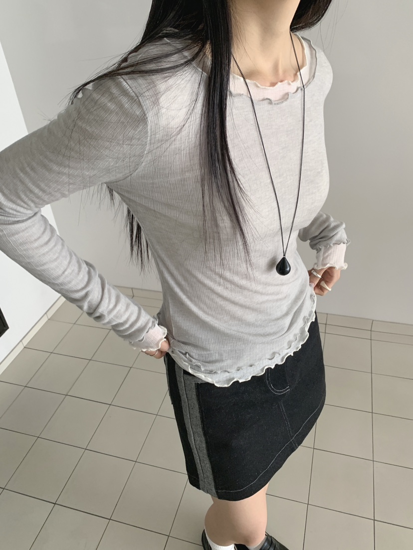 RE:OPENING㊣東大門代購女裝新品推薦休閑人氣真品長袖T恤天絲RE:OPENING長袖T恤