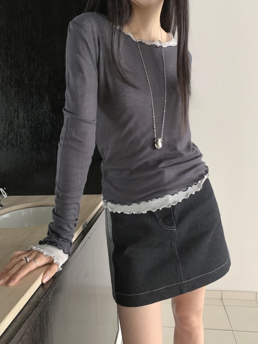 RE:OPENING㊣東大門代購女裝新品推薦休閑人氣真品長袖T恤天絲RE:OPENING長袖T恤