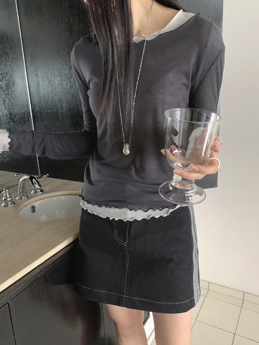 RE:OPENING㊣東大門代購女裝新品推薦休閑人氣真品長袖T恤天絲RE:OPENING長袖T恤