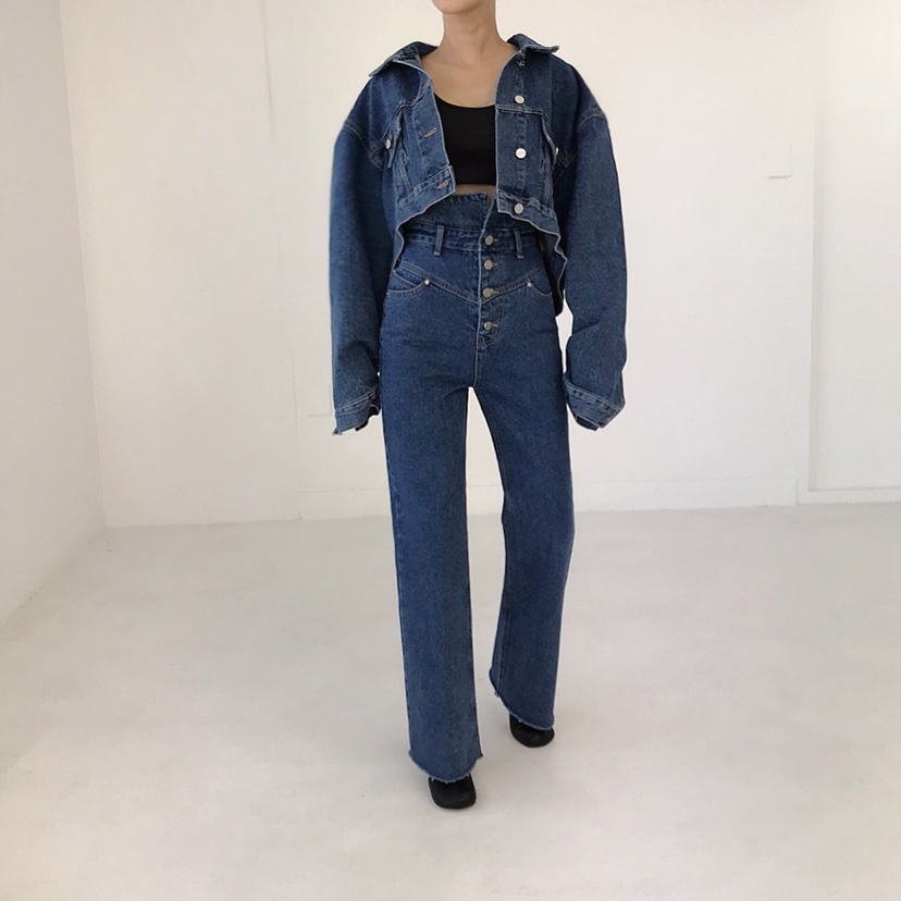 2TWO MOON韓國代購㊣女裝新品職業人氣熱賣真品休閑牛仔褲2TWO MOON牛仔褲圖色1