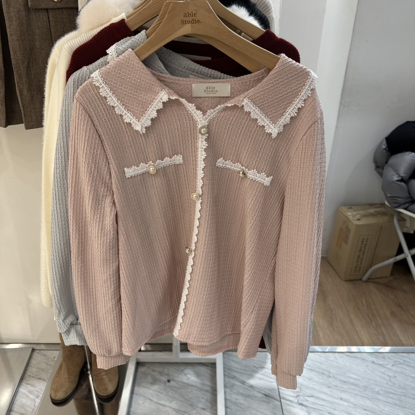 ABLESTUDIO㊣東大門代購女裝新品時尚人氣真品襯衫蕾絲衫春款ABLESTUDIO襯衫/蕾絲衫圖色2