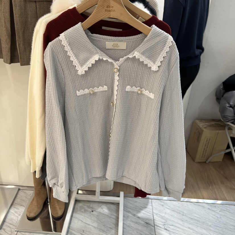 ABLESTUDIO㊣東大門代購女裝新品時尚人氣真品襯衫蕾絲衫春款ABLESTUDIO襯衫/蕾絲衫圖色3