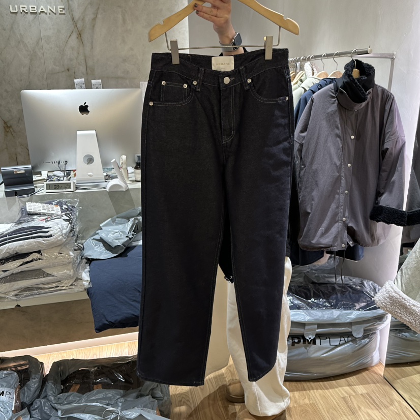 URBANE-P韓國代購㊣女裝新款熱賣休閑職業休閑褲直筒牛仔春款URBANE-P休閑褲圖色2