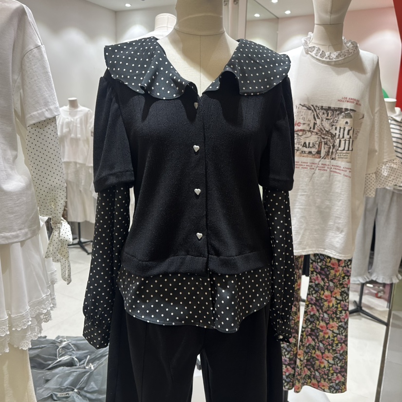 MINI UNNI韓國代購女士新品推薦熱賣襯衫蕾絲衫假兩件春款MINI UNNI襯衫/蕾絲衫圖色2