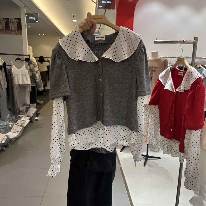 MINI UNNI韓國代購女士新品推薦熱賣襯衫蕾絲衫假兩件春款MINI UNNI襯衫/蕾絲衫圖色3