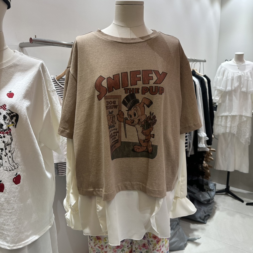 MINI UNNI東大門實拍女士新款25秋冬熱賣長袖T恤假兩件春款MINI UNNI長袖T恤圖色2