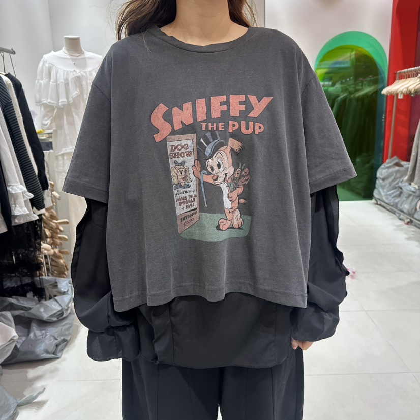 MINI UNNI東大門實拍女士新款25秋冬熱賣長袖T恤假兩件春款MINI UNNI長袖T恤圖色3