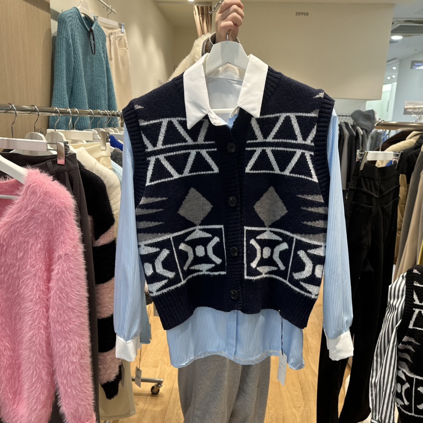 ZIPPER韓國代購女士新品人氣25秋冬職業馬甲不含內搭春款ZIPPER馬甲圖色2深藍色