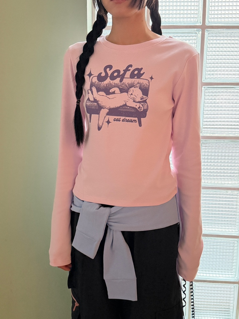 MORE THAN-P韓國直郵女士新款25秋冬時尚人氣長袖T恤春款MORE THAN長袖T恤