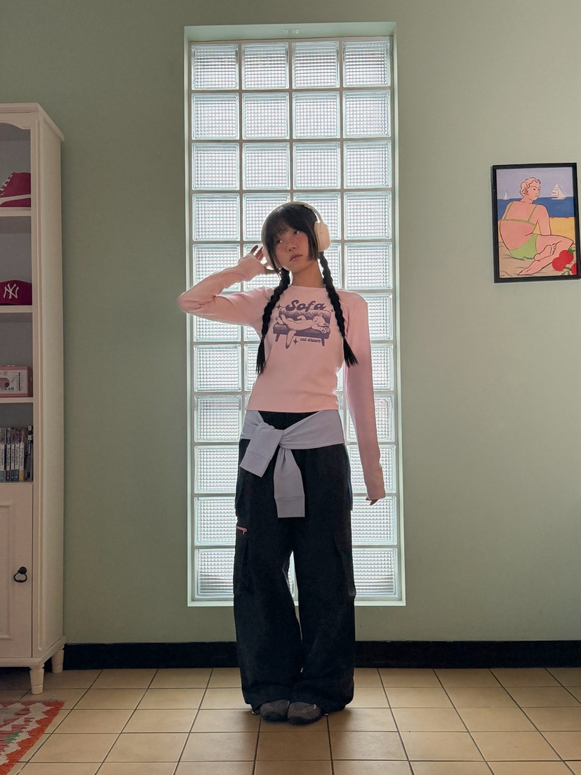 MORE THAN-P韓國直郵女士新款25秋冬時尚人氣長袖T恤春款MORE THAN長袖T恤