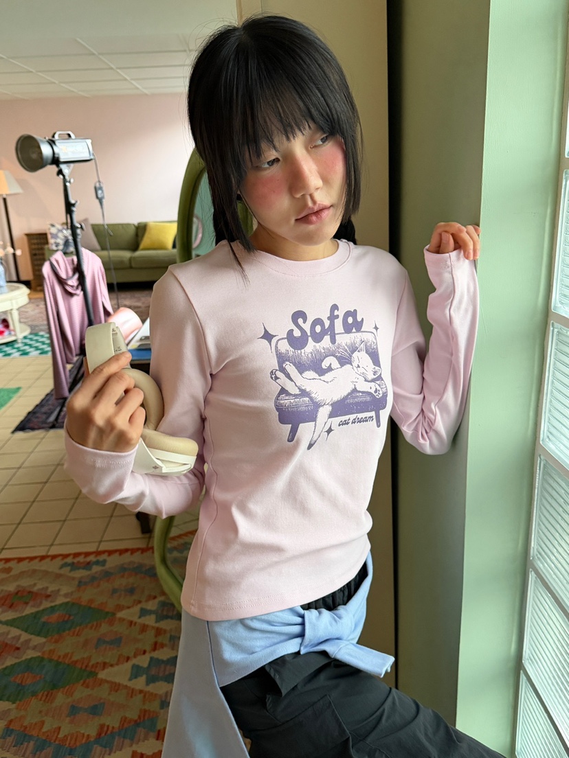 MORE THAN-P韓國直郵女士新款25秋冬時尚人氣長袖T恤春款MORE THAN長袖T恤