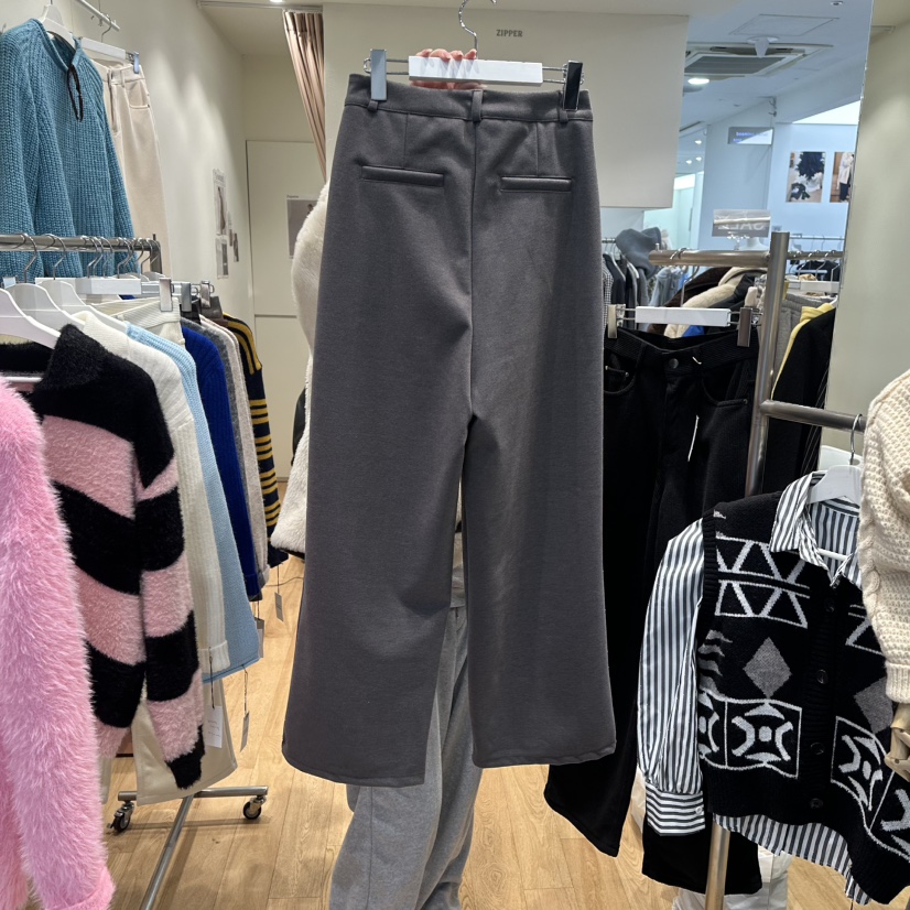 ZIPPER韓國直郵女裝新款職業熱賣時尚休閑褲羊毛春款褶裥ZIPPER休閑褲