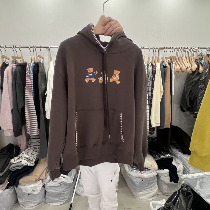 LELEN韓國直郵女裝新品推薦時尚25秋冬衛衣連帽衫加絨泰迪熊LELEN衛衣圖色2