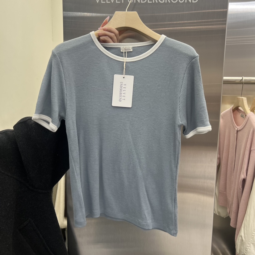 VELVET UNDERGROUND東大門代購女裝新款人氣推薦T恤華夫格VELVET UNDERGROUNDT恤圖色2