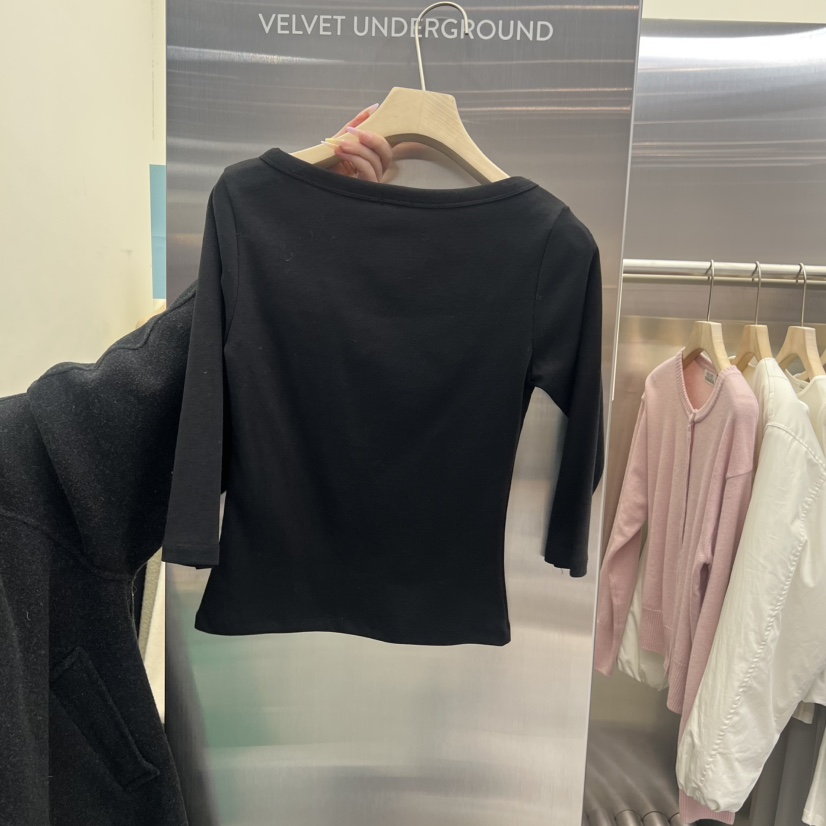 VELVET UNDERGROUND東大門直郵女裝新品25秋冬長袖T恤船領VELVET UNDERGROUND長袖T恤