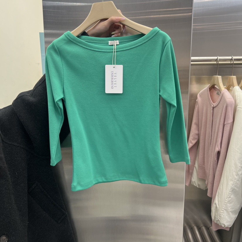 VELVET UNDERGROUND東大門直郵女裝新品25秋冬長袖T恤船領VELVET UNDERGROUND長袖T恤圖色3