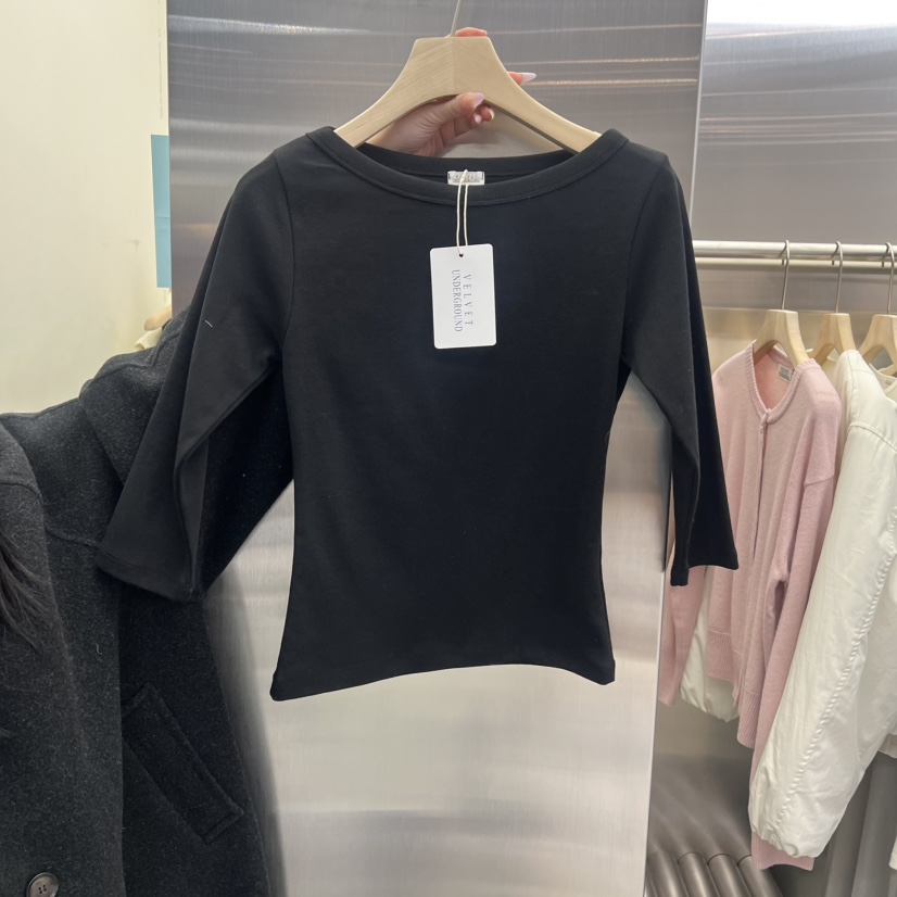 VELVET UNDERGROUND東大門直郵女裝新品25秋冬長袖T恤船領VELVET UNDERGROUND長袖T恤圖色4